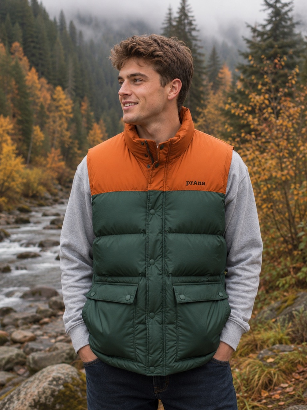 NWT Prana‎ Men’s Red Slate Down Fill Puffer Vest Warm Fall Winter Casual